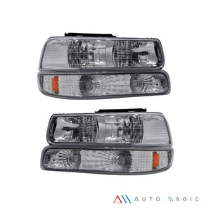Faros Silverado Cheyenne 99-02 Suburban 00-06 cromo