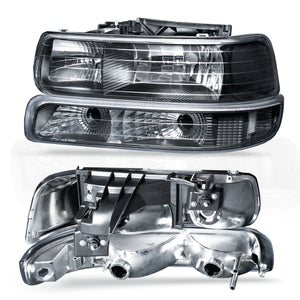 Faros Silverado Cheyenne 99-02 Suburban 00-06 negros.