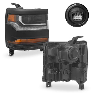 Faro Silverado cheyenne 16-18 p/xenon bisel negro der.