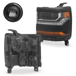 Faro Silverado cheyenne 16-18 p/xenon bisel negro izq.