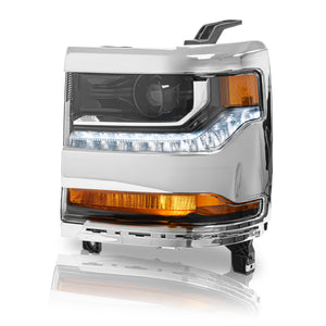Faro Silverado cheyenne 16-18 p/xenon bisel cromo izq.