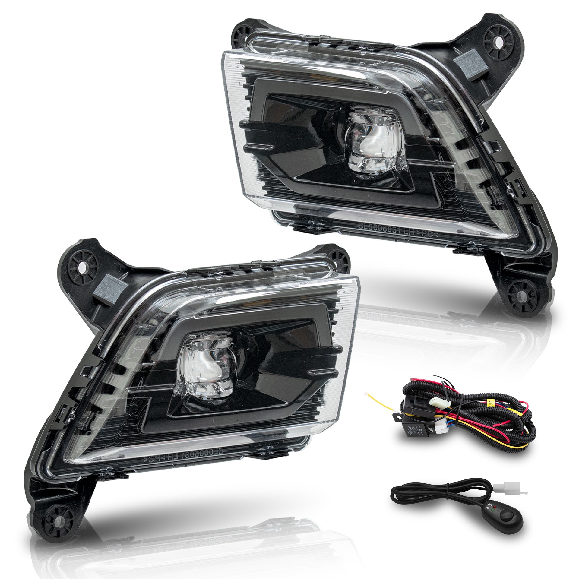 Faros de niebla Silverado 19-22 negors c/arnes switch univ. Led