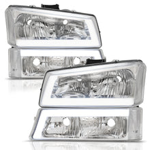 Cargar imagen en el visor de la galería, Faros Cheyenne Silverado 03-06 cromo c/luz de dia Led