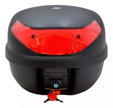 Load image into Gallery viewer, Porta casco para motocicleta de plastico y reflejante capacidad 30lts. con soporte de sujecion.
