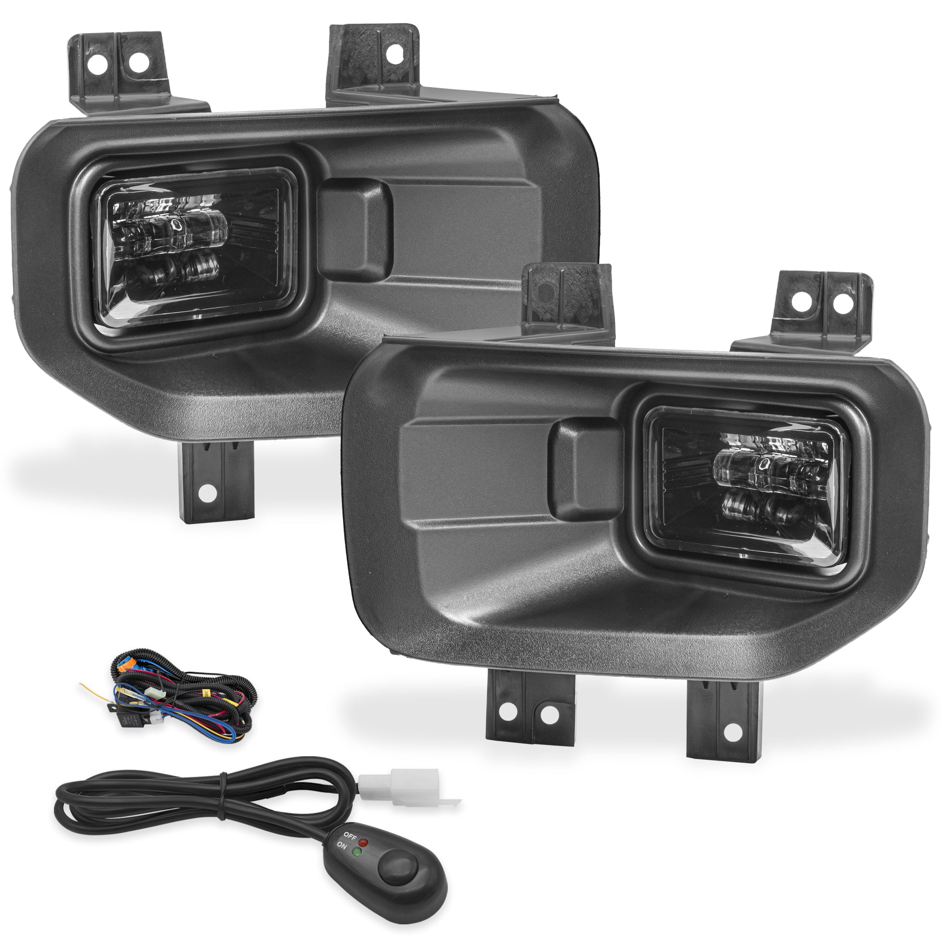 Faros de niebla F150 y F250 15-17 c/arnes switch univ. y focos Led