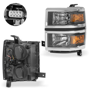 Faro Silverado cheyenne 14-15 bisel cromo c/foco izq.