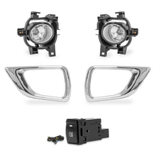 Load image into Gallery viewer, Kit Faros de niebla Np300 Frontier 17-20 con filo cromo, cables, switch oem y focos H11