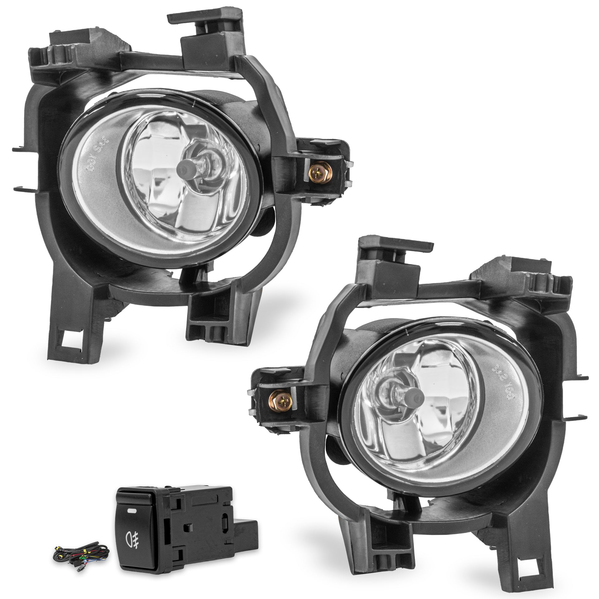 Kit Faros de niebla Np300 Frontier 17-20 con filo cromo, cables, switch oem y focos H11