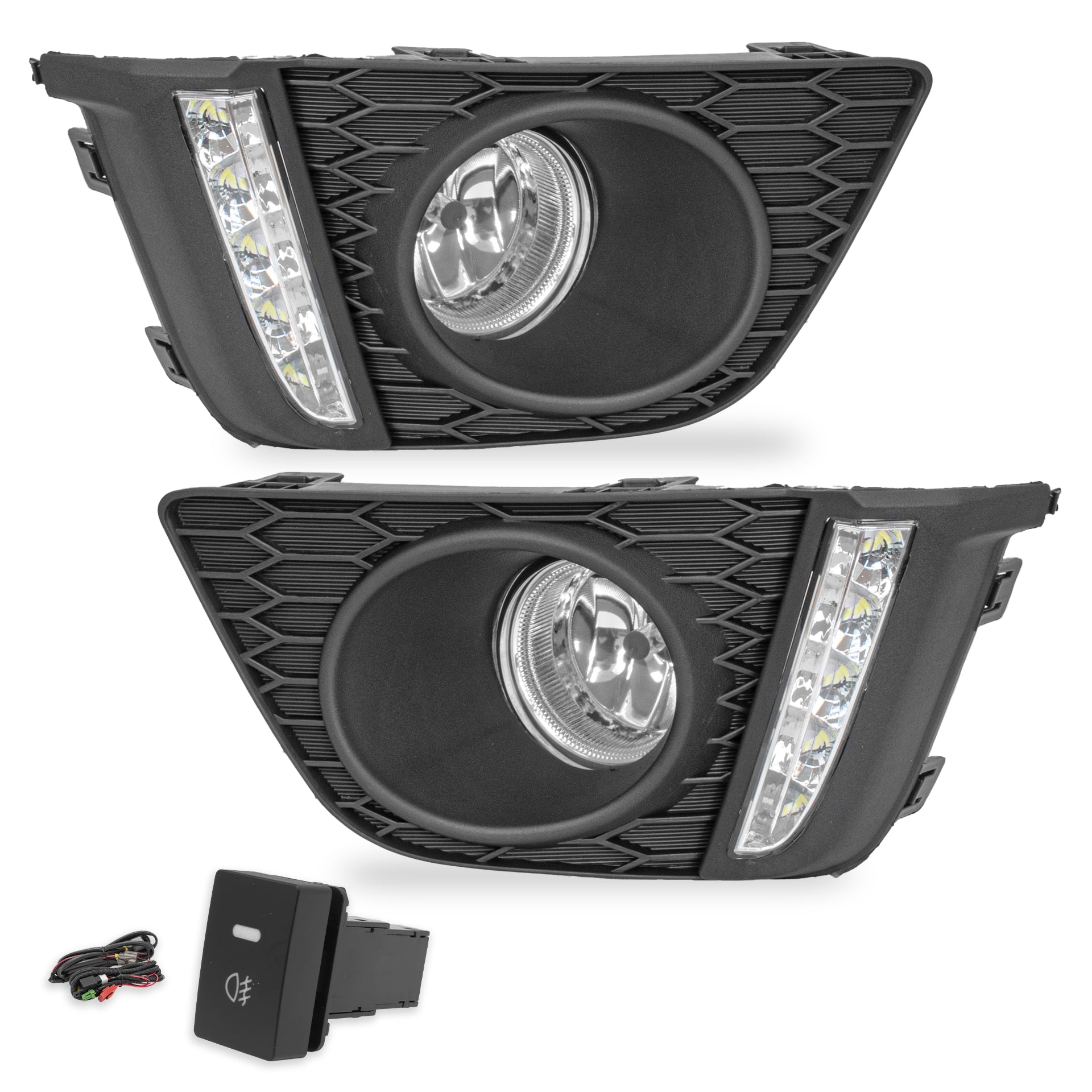 Kit faros de niebla y luz DRL Fit 15-17 KIT c/arnes, switch Universal y focos