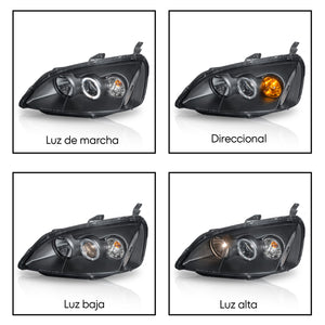 Faros Civic coupe 01-03 c/lupa y ojo de angel