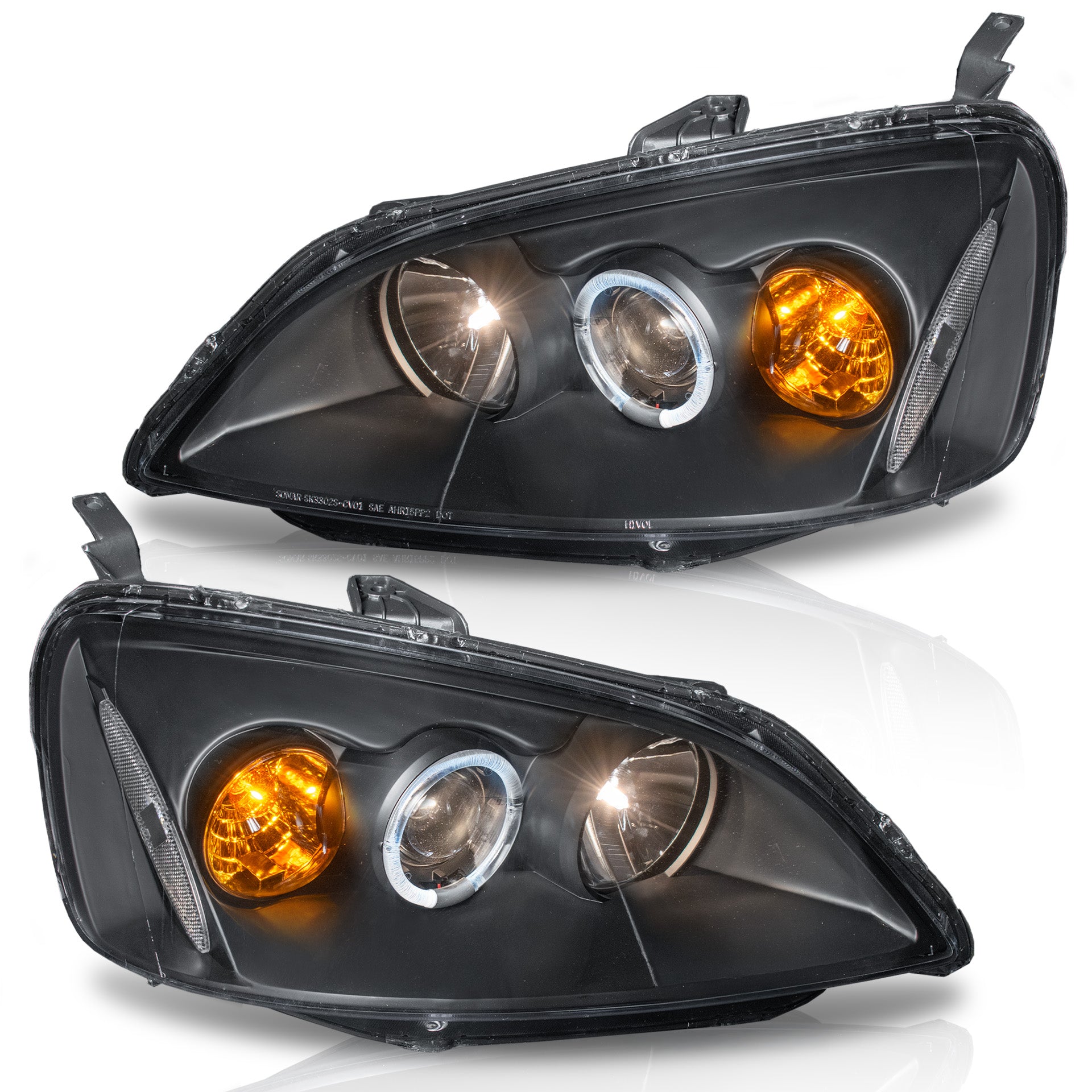 Faros Civic coupe 01-03 c/lupa y ojo de angel