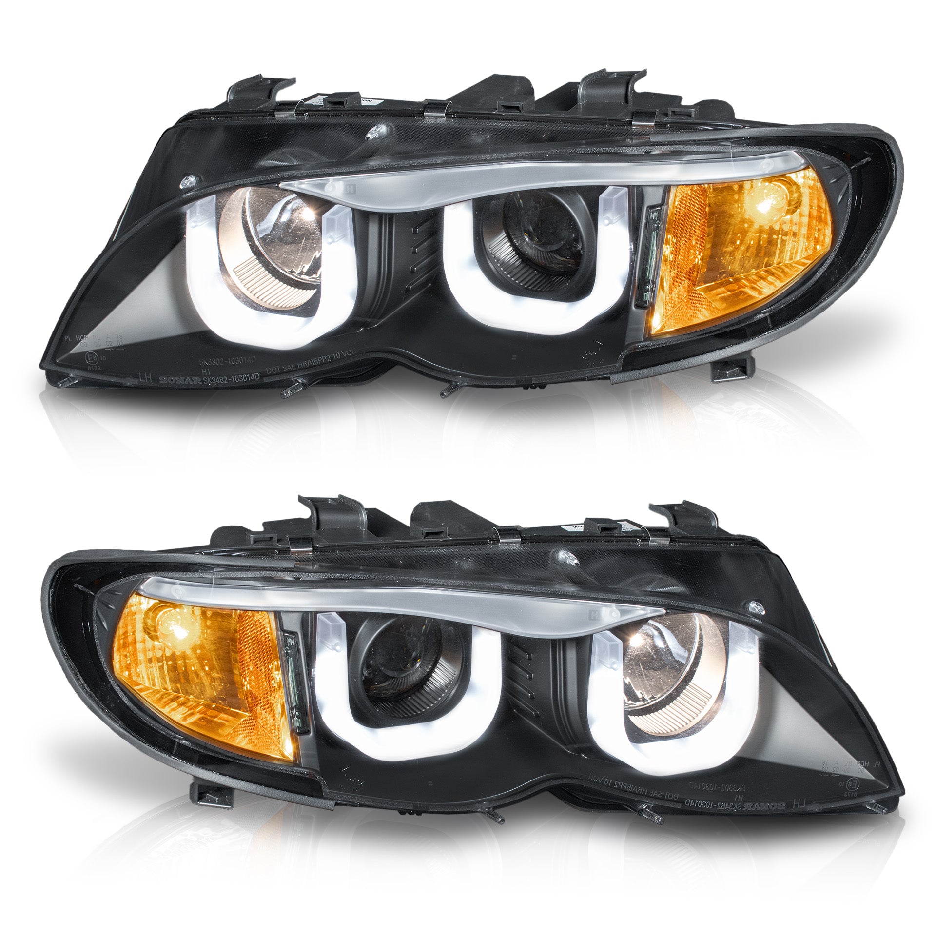 Faros Bmw Serie 3 02-05 c/lupa y luz de dia Performance