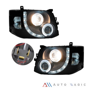 Faros c/lupa tira LED  HIACE 13-15 Performance