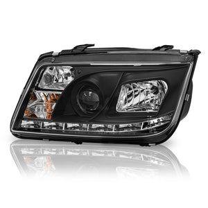 Faros Jetta A4 c/lupa tira Led 99-07