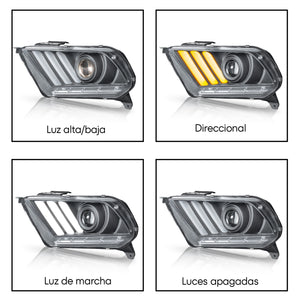 Faros Mustang 10-14 c/lupa y luz de dia senciaciales