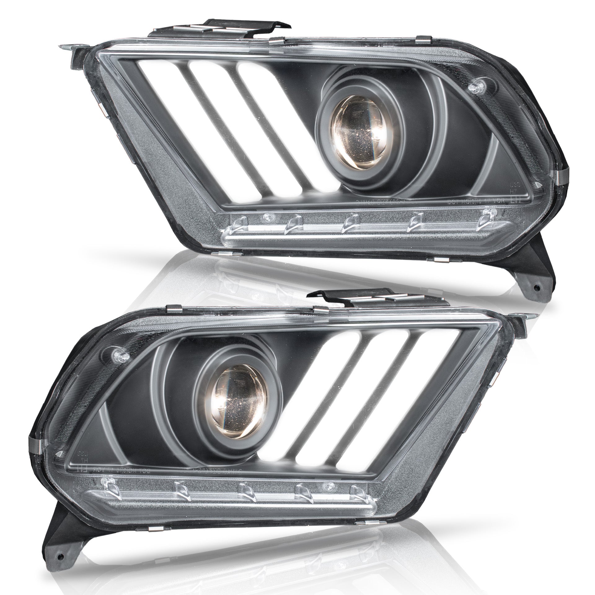 Faros Mustang 10-14 c/lupa y luz de dia senciaciales