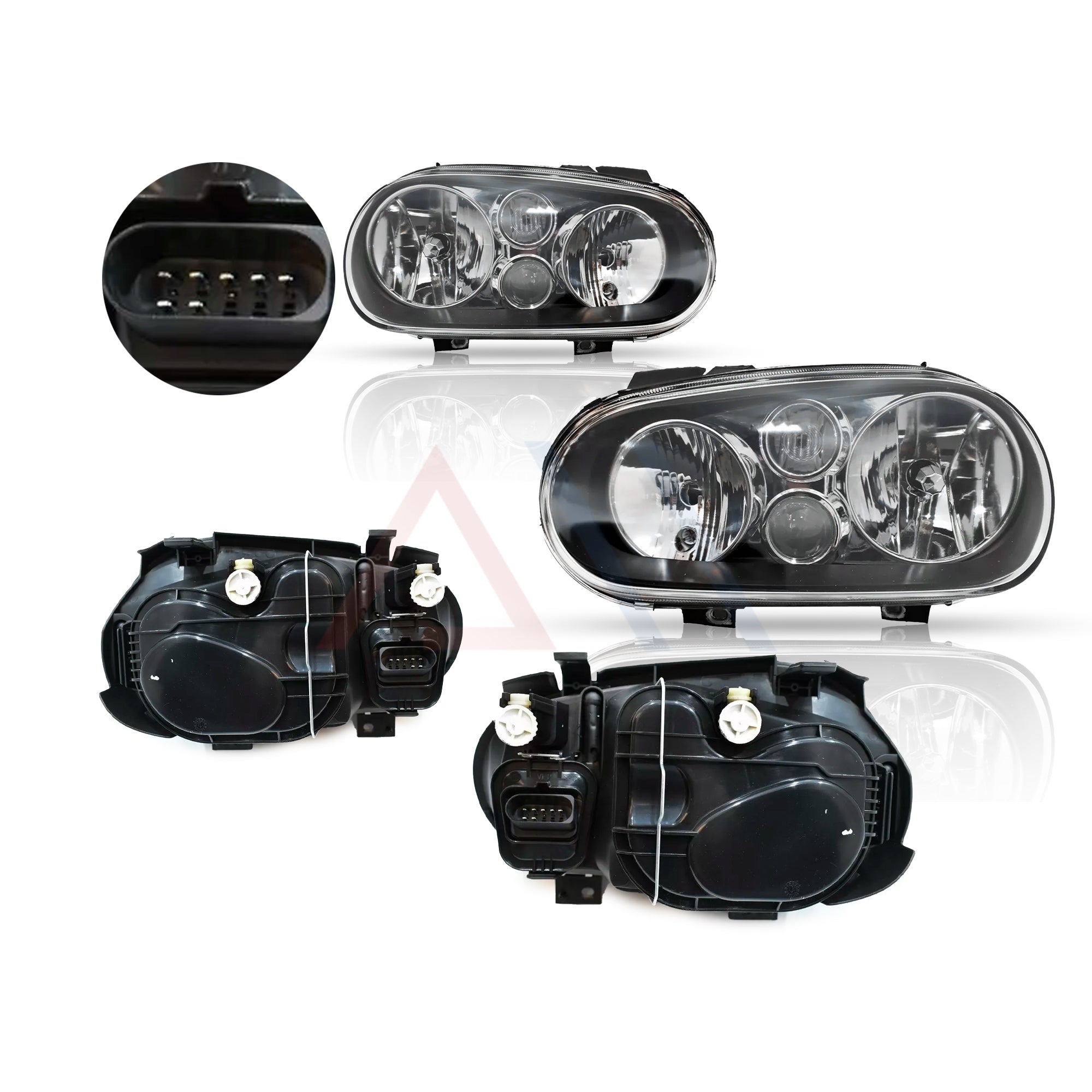 Faros Golf 99-05 negros con lupa en niebla Performance