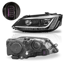 Load image into Gallery viewer, Faros Jetta 11-18 doble lupa, luz de dia, direccional LED secuenciales. Performance