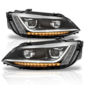 Faros Jetta 11-18 doble lupa, luz de dia, direccional LED secuenciales. Performance