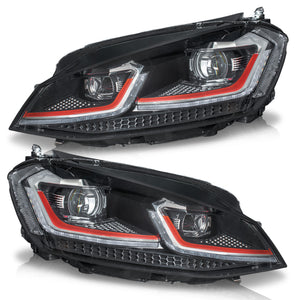 Faros Golf 15-17 c/lupa y Led secuenciales estilo R