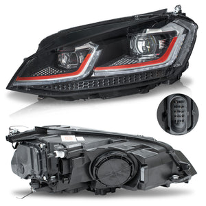 Faros Golf 15-17 c/lupa y Led secuenciales estilo R
