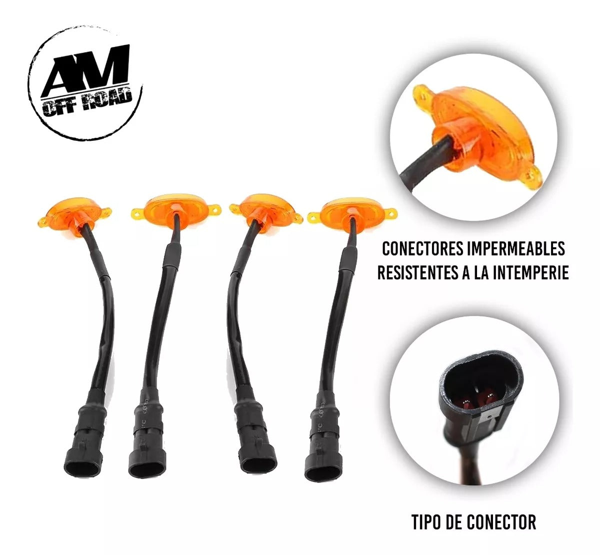 Cuartos c/Luz de dia mica ambar para parrilla universal  4LEDs. 8 watts