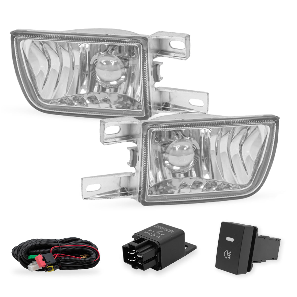 Faros niebla claros Golf/Jetta 93-99 c/arnes switch univ. y focos