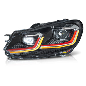 Faros Golf 6 09-13 doble lupa, DRL direcc.es Led ,  sin focos