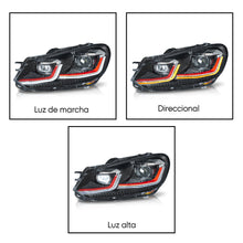 Load image into Gallery viewer, Faros Golf 6 09-13 doble lupa, DRL direcc.es Led ,  sin focos
