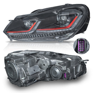 Faros Golf 7.5 18-21 c/lupa y Led secuenciales estilo R