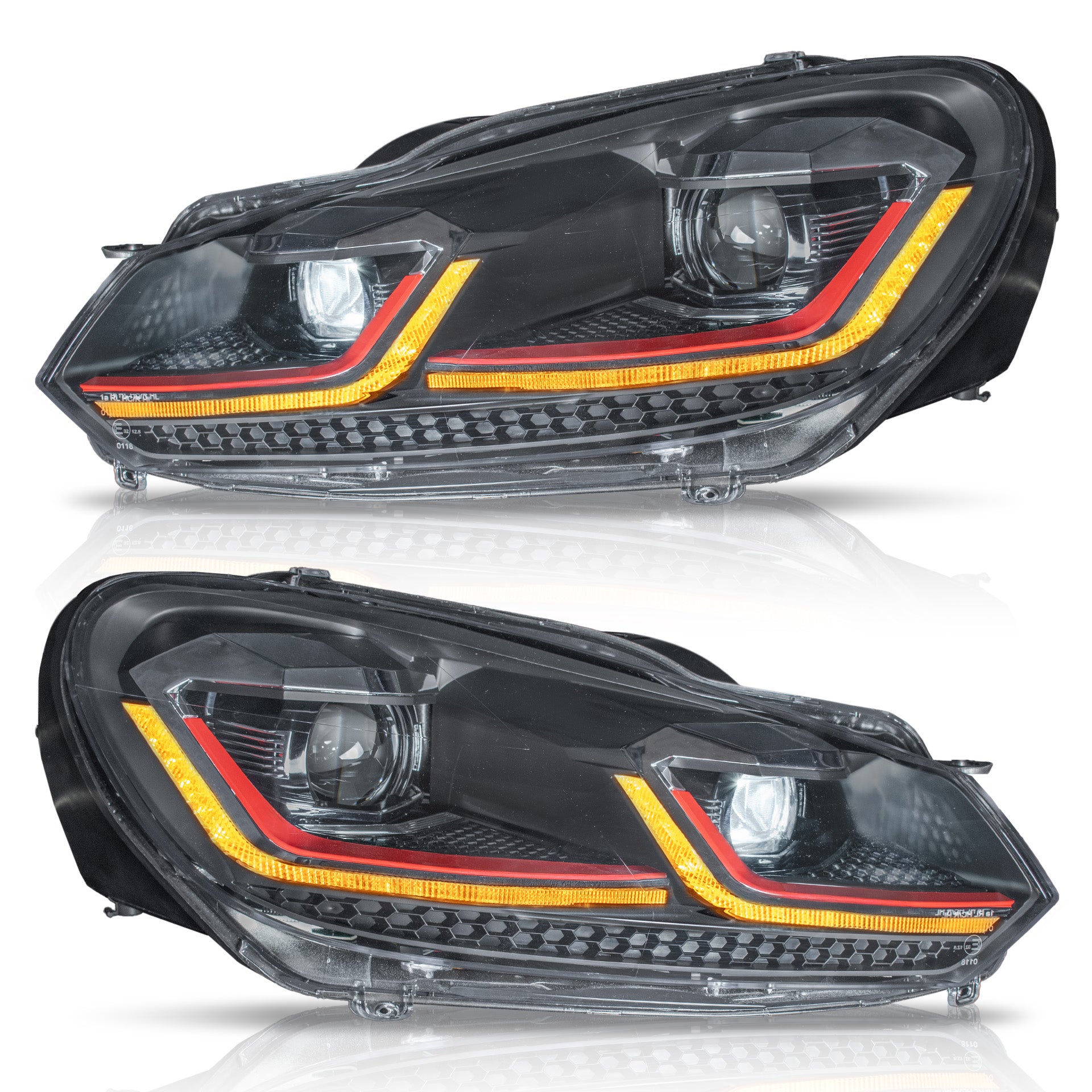 Faros Golf 7.5 18-21 c/lupa y Led secuenciales estilo R