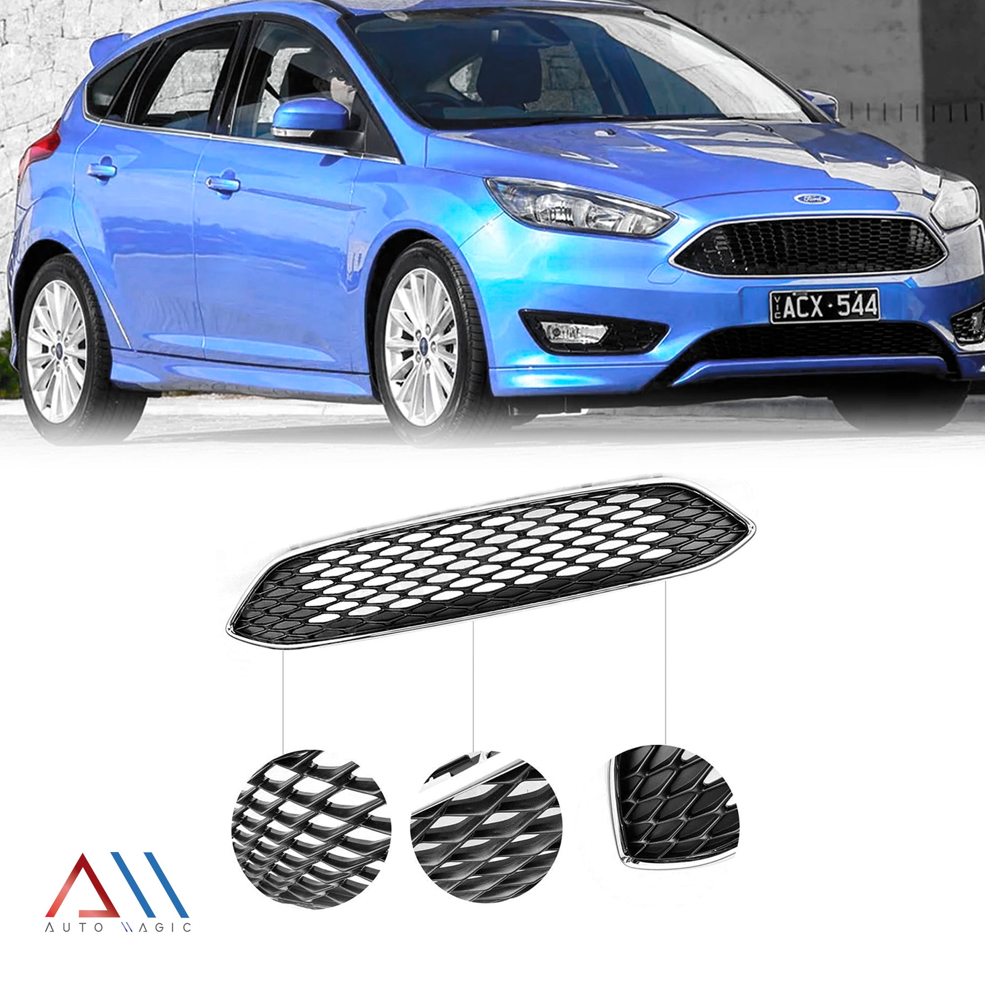 Parrilla de defensa Focus 15-16 sport rombos c/moldura cromo central