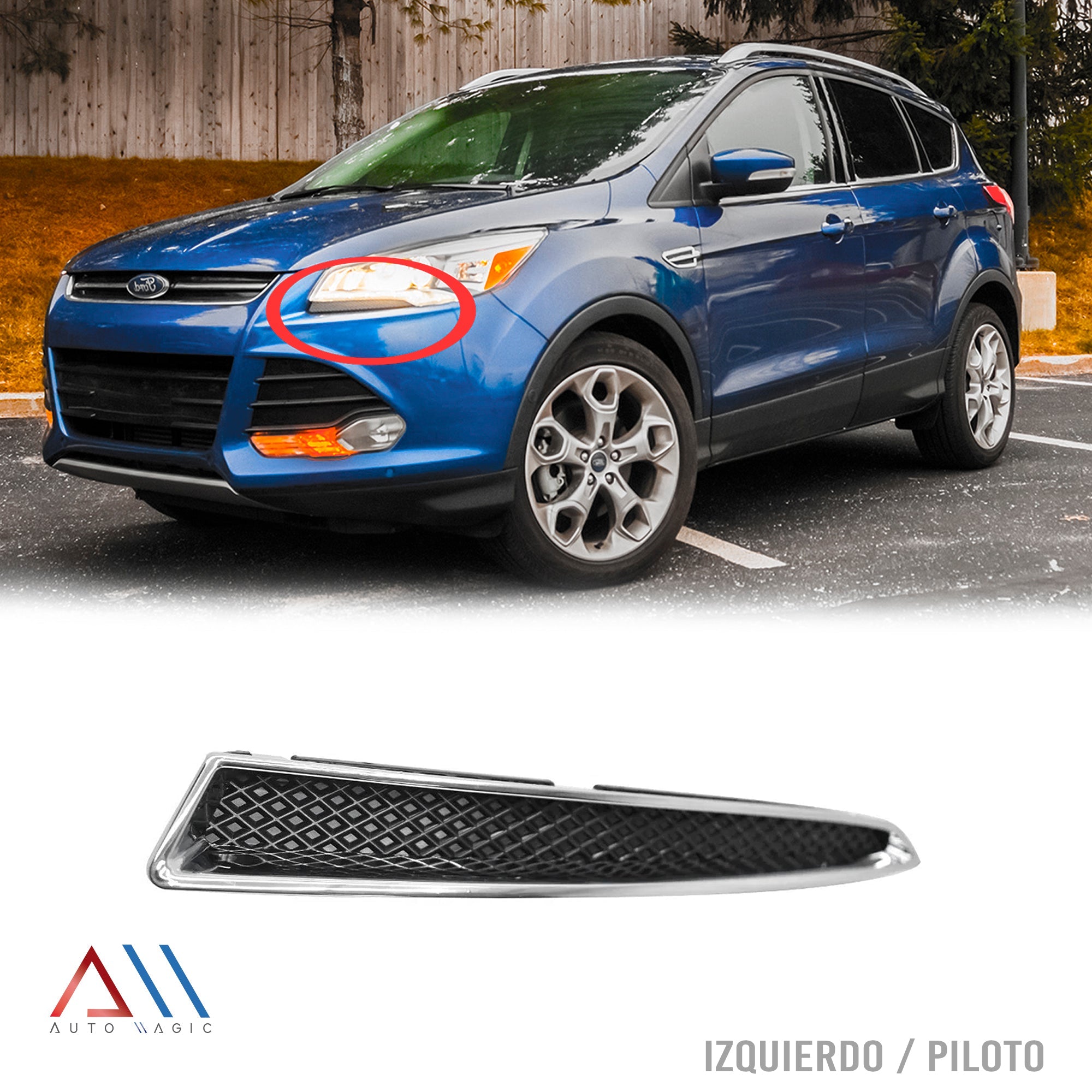 Moldura de faro Escape 13-16 filo cromo izq.