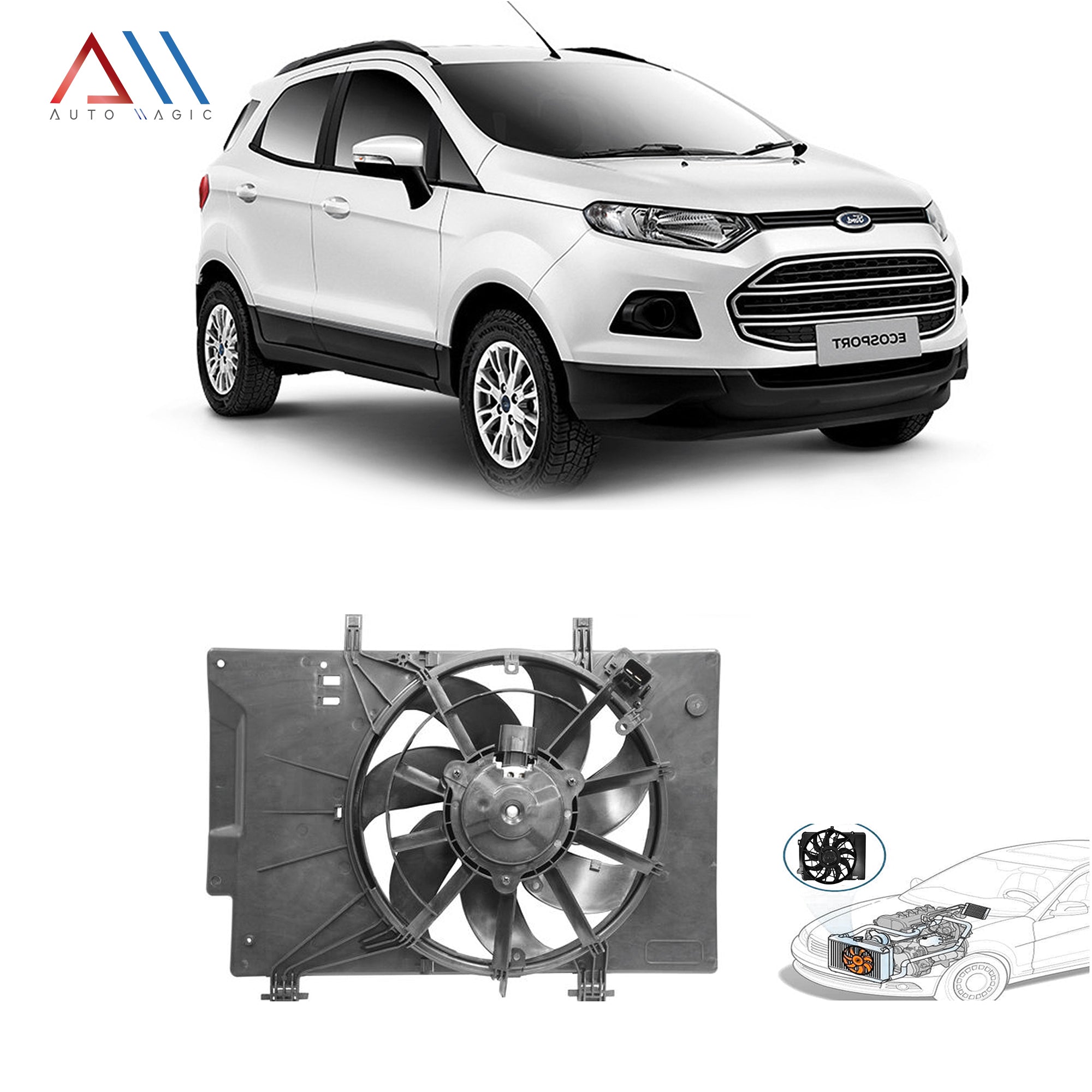 Motoventilador Fiesta 11-14/ Ecosport 13-14/ Figo 17-18 para radiador Sencillo