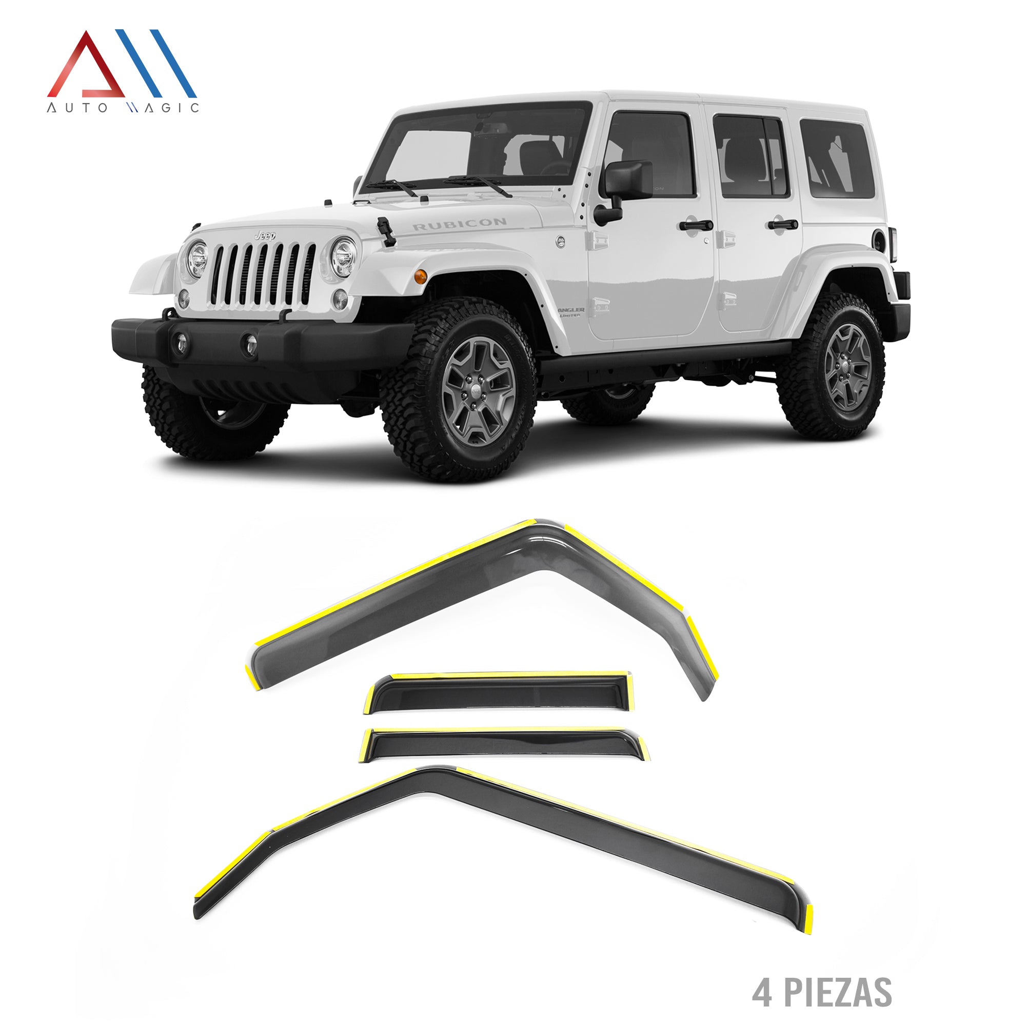 ROMPEVIENTOS DE VENTANA PARA JK -- WRANGLER  2007 /2008 /2009 /2010 /2011 /2012 /2013 /2014 /2015 /2016 /2017 /2018 (4 Piezas)