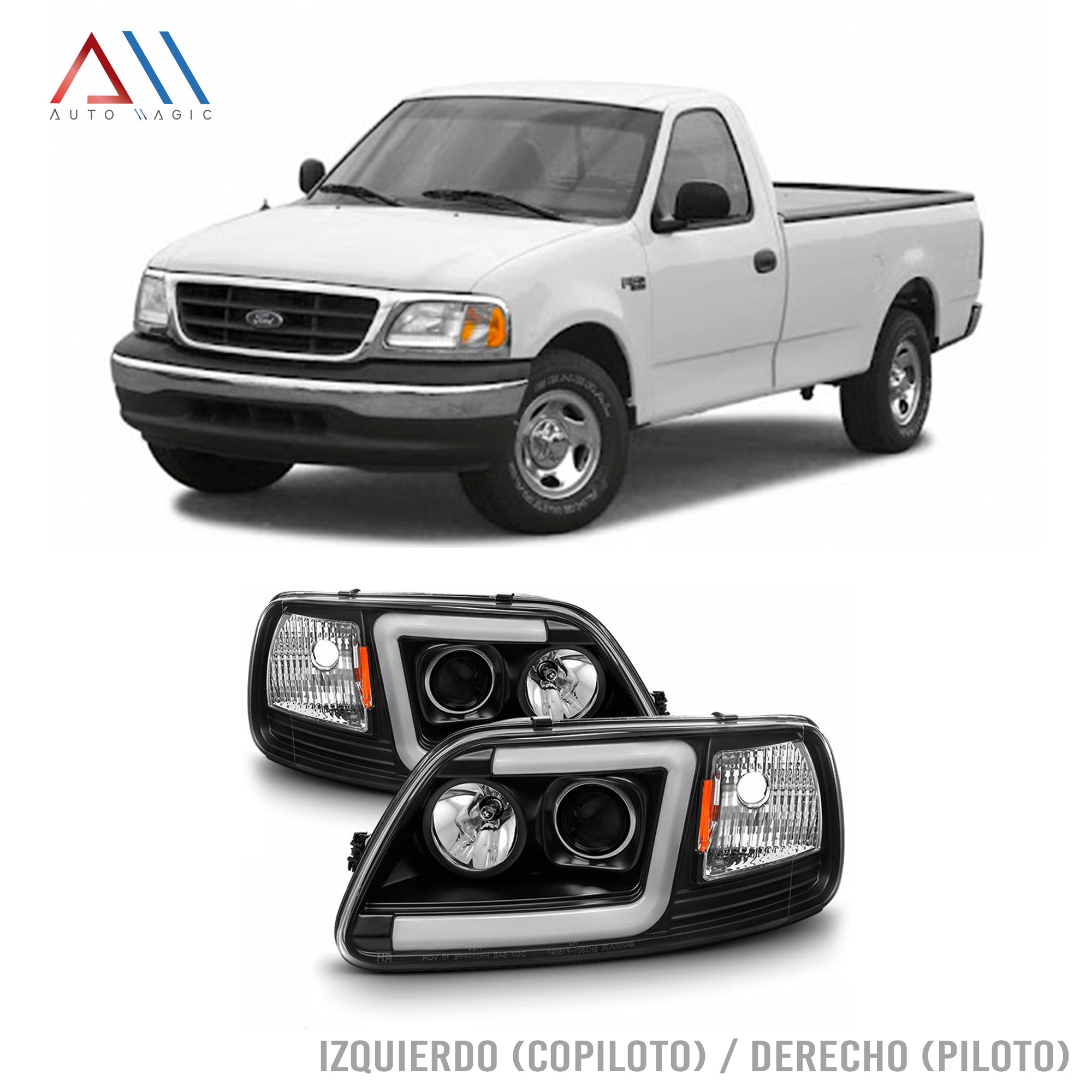 Faros F150/LOBO 97-08 c/lupa y luz de dia Performance