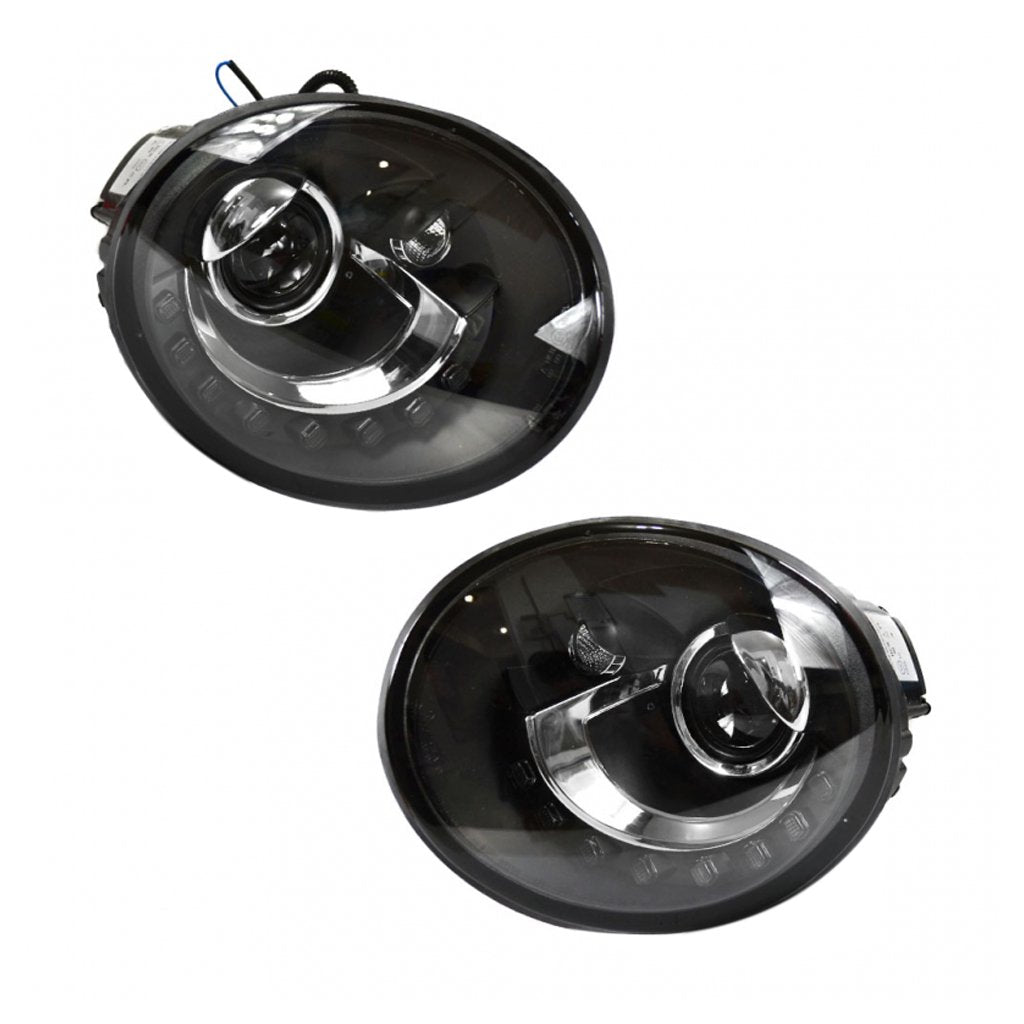 Faros Beetle 98-05 c/lupa alta y baja tira LED Performance