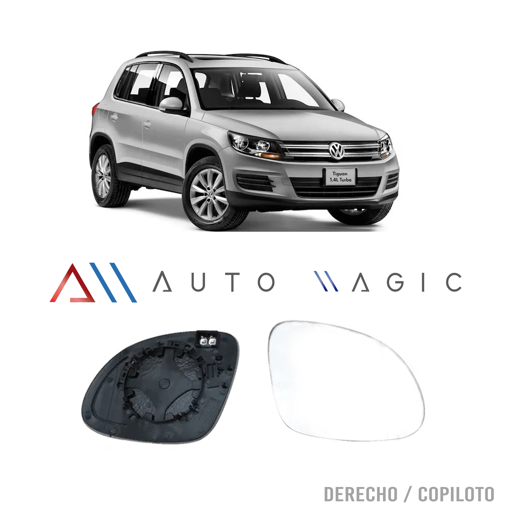 Luna de espejo Tiguan 09-17 c/desemp. der.