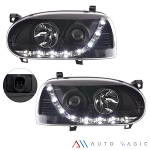 Faros Golf A3 93-99 lupa ngo. tira de Led