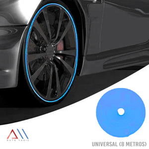 Rollo tira de goma protectora de rines adhesivo 8 mts. Azul
